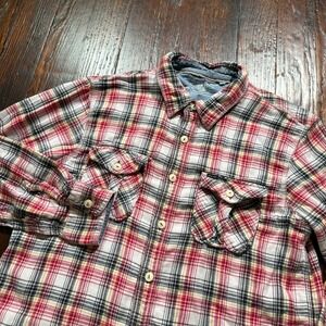 True Grit Flannel Shirt Mens Large Red Plaid Cowboy Western Lightweight